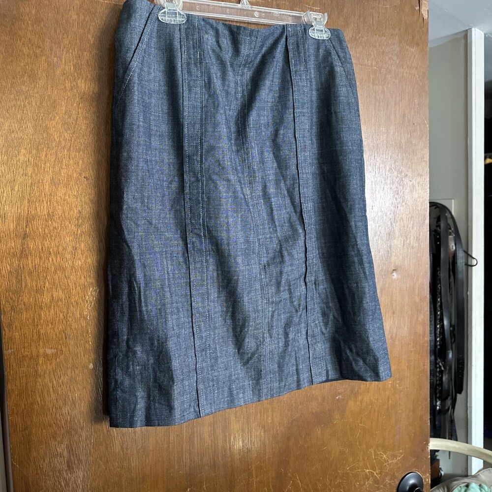 Calvin Klein Womens Size 10 Straight Skirt Workwear Casual  Blue Gray100% Cotton